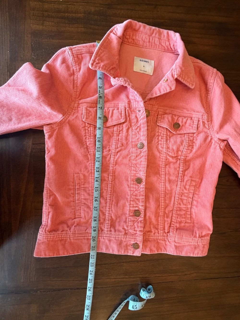 Old Navy Coral Pink Corduroy Jacket, button Front, Size Medium - Picture 13 of 13